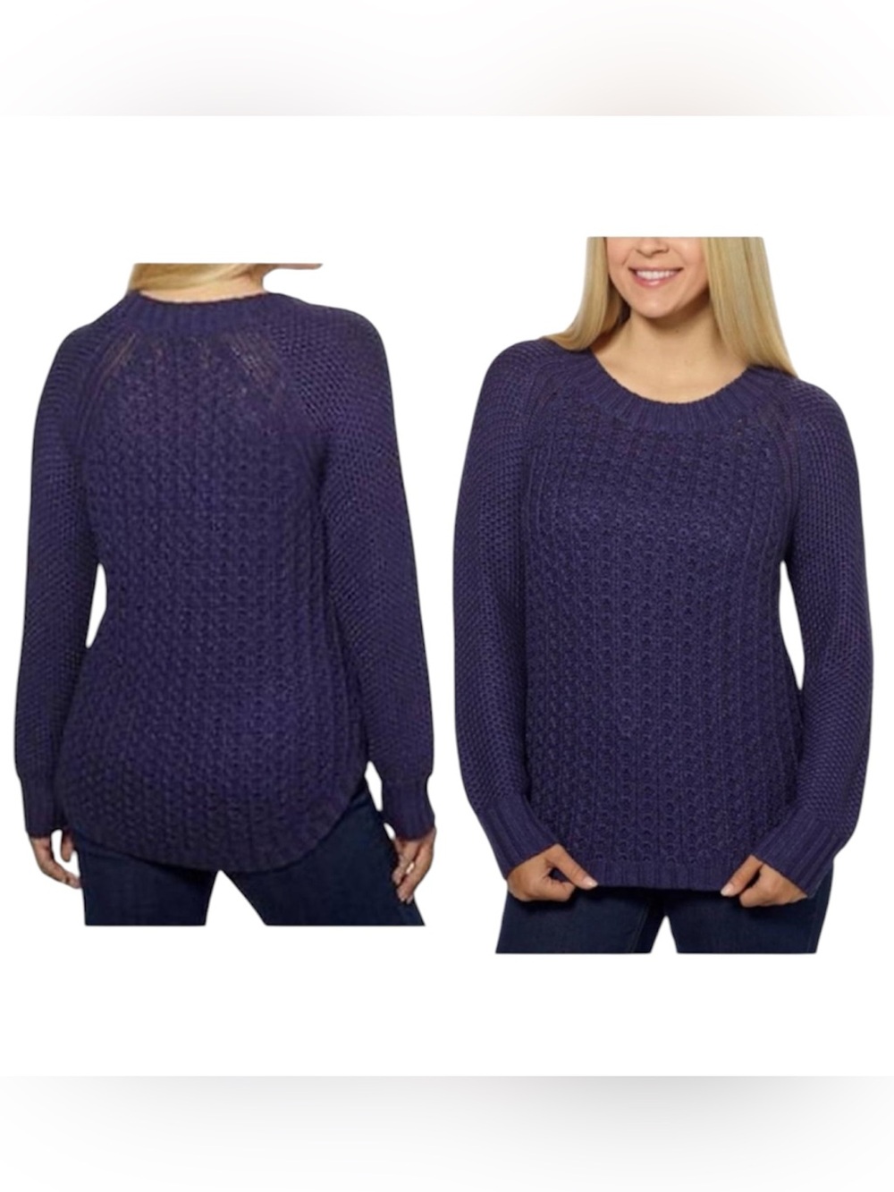 Calvin Klein Jeans XL Textured Purple Cable Knit Crewneck Sweater
